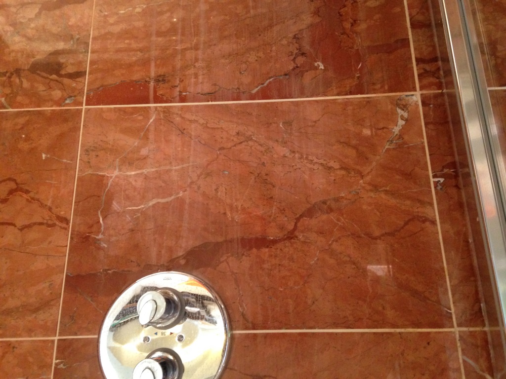Damaged Marble Shower Tiles in Ringmer Before