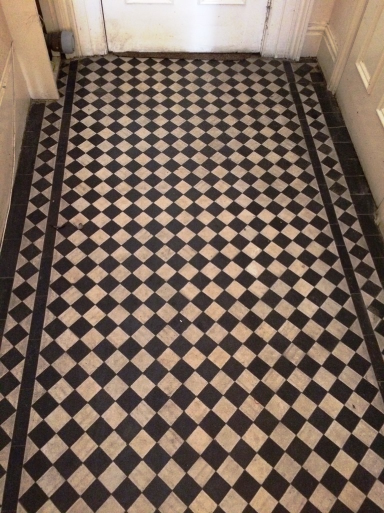 Victorian Tiled Office Floor Brighton Before Cleaning