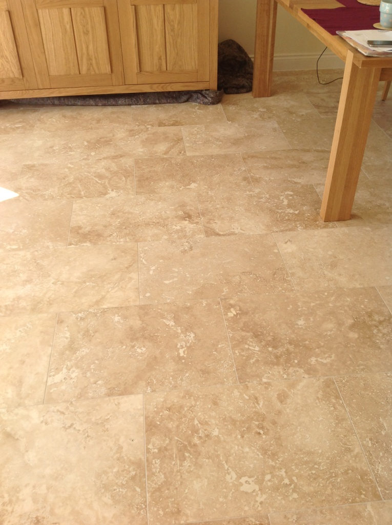 Travertine floor before honing and polishing Polegate