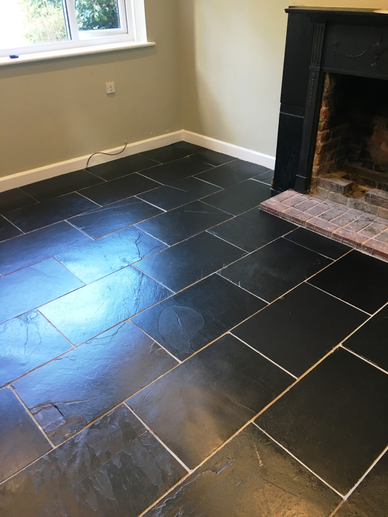 Black Slate Tiled Floor After Cleaning Bexhill