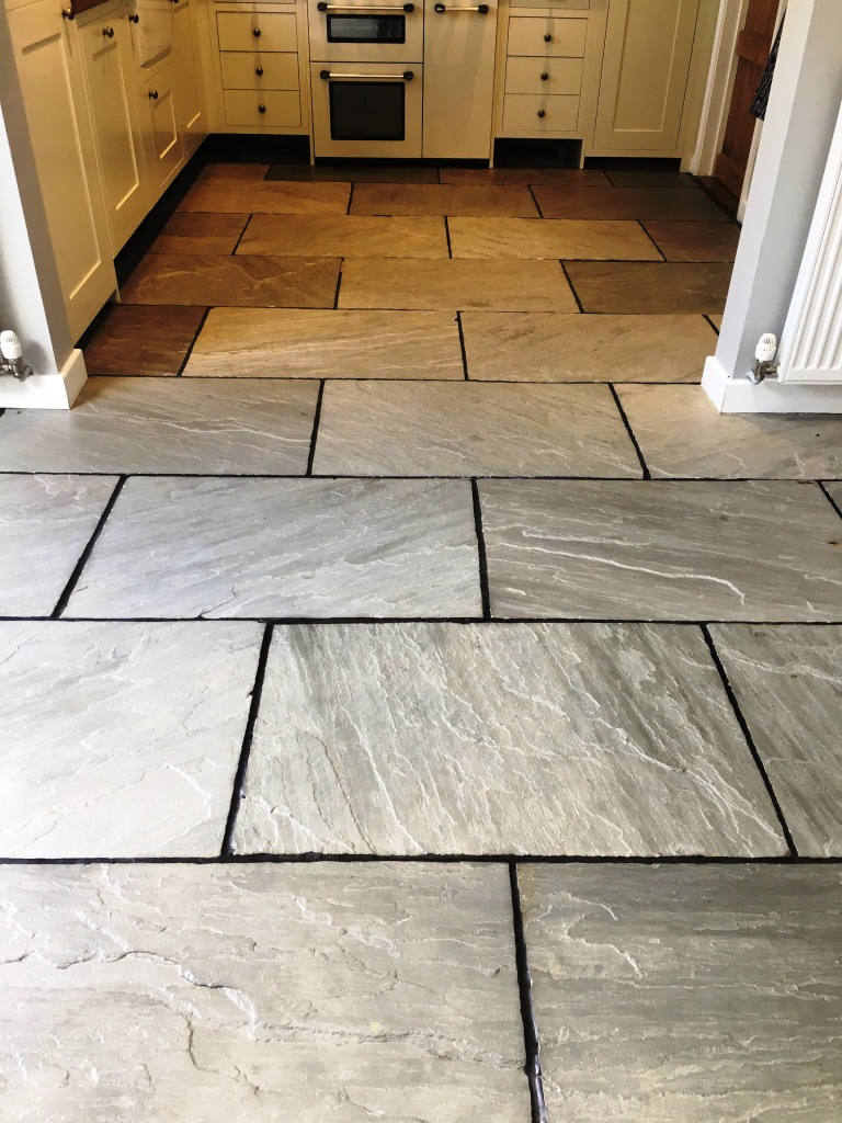 Flagstone floor after restoration Vines Cross