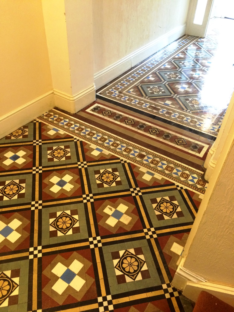 Victorian Tiles After Cleaning Eastbourne Flats Entrance Hall