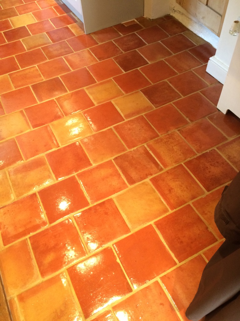 Terracotta tiles after cleaning in Wadhurst