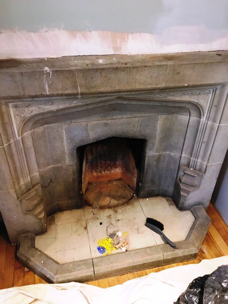 Stone Fireplace Before Cleaning Brighton