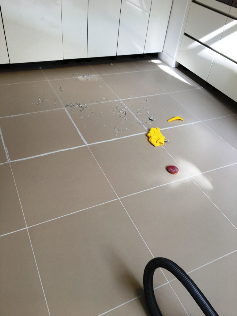 Porcelain Kitchen Tiles During Grout Colouring in Lewes Kitchen